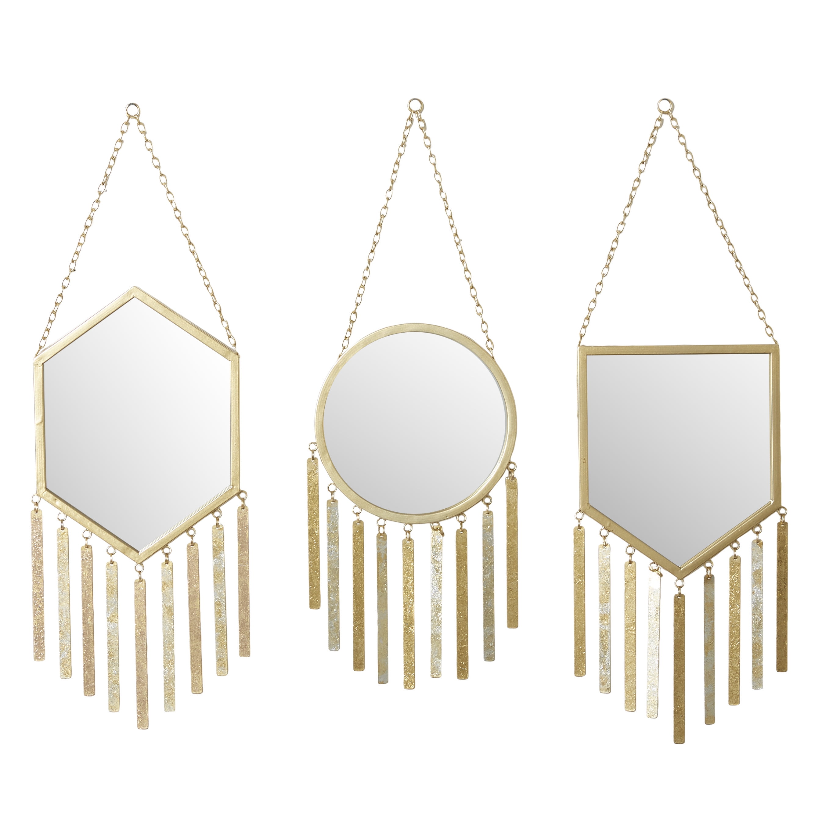 DecMode 8"W, 27"H Oval Wall Mirror, Gold, Set of 4
