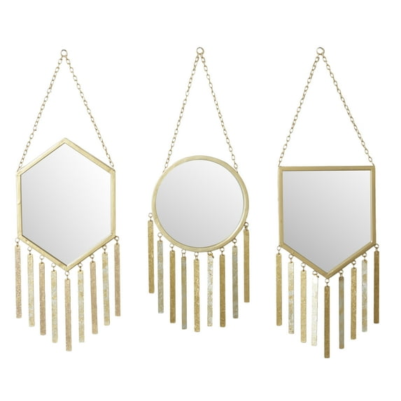 DecMode 8"W, 27"H Oval Wall Mirror, Gold, Set of 4