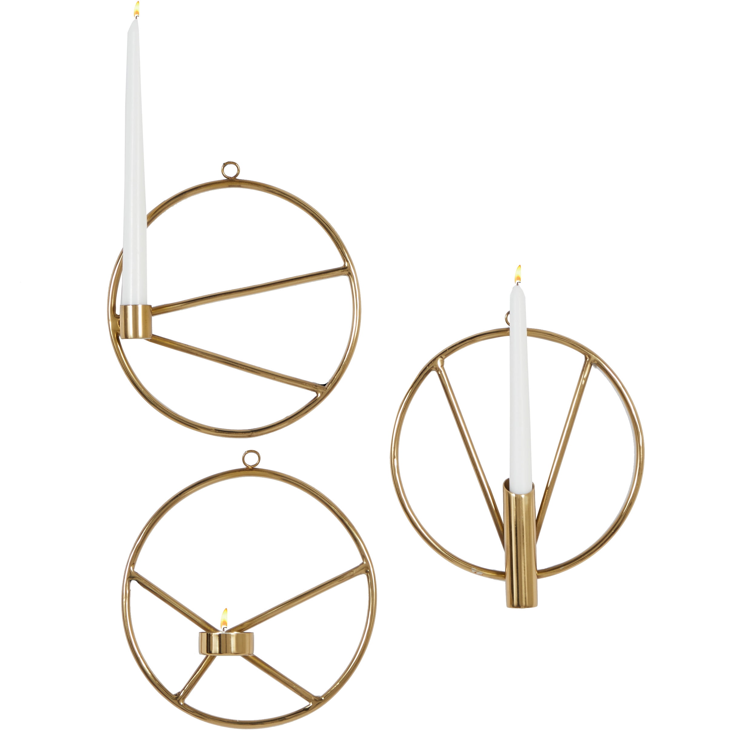 DecMode 8"W, 8"H Modern Wall Sconce, Gold, 3 - Pieces