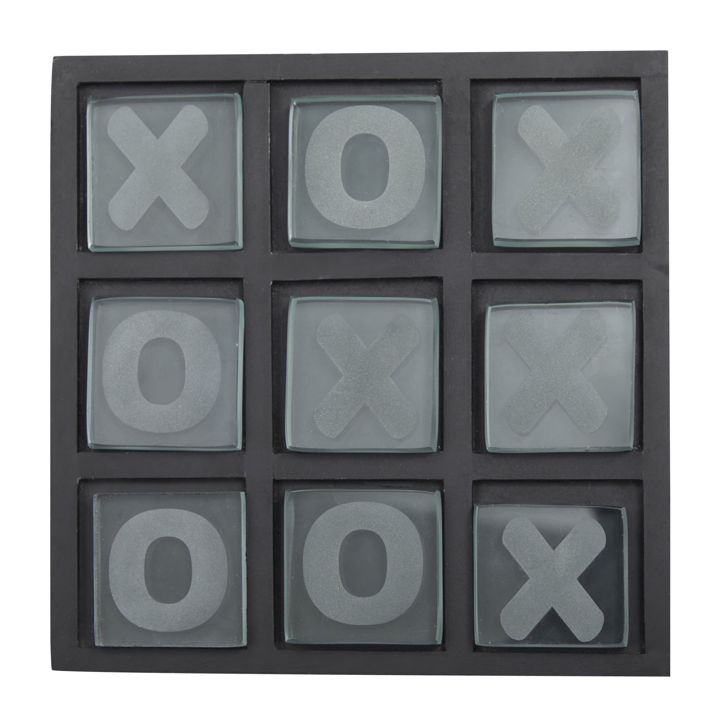 DecMode 8" x 1" Black Wood Tic Tac Toe Game Set, 1-Piece