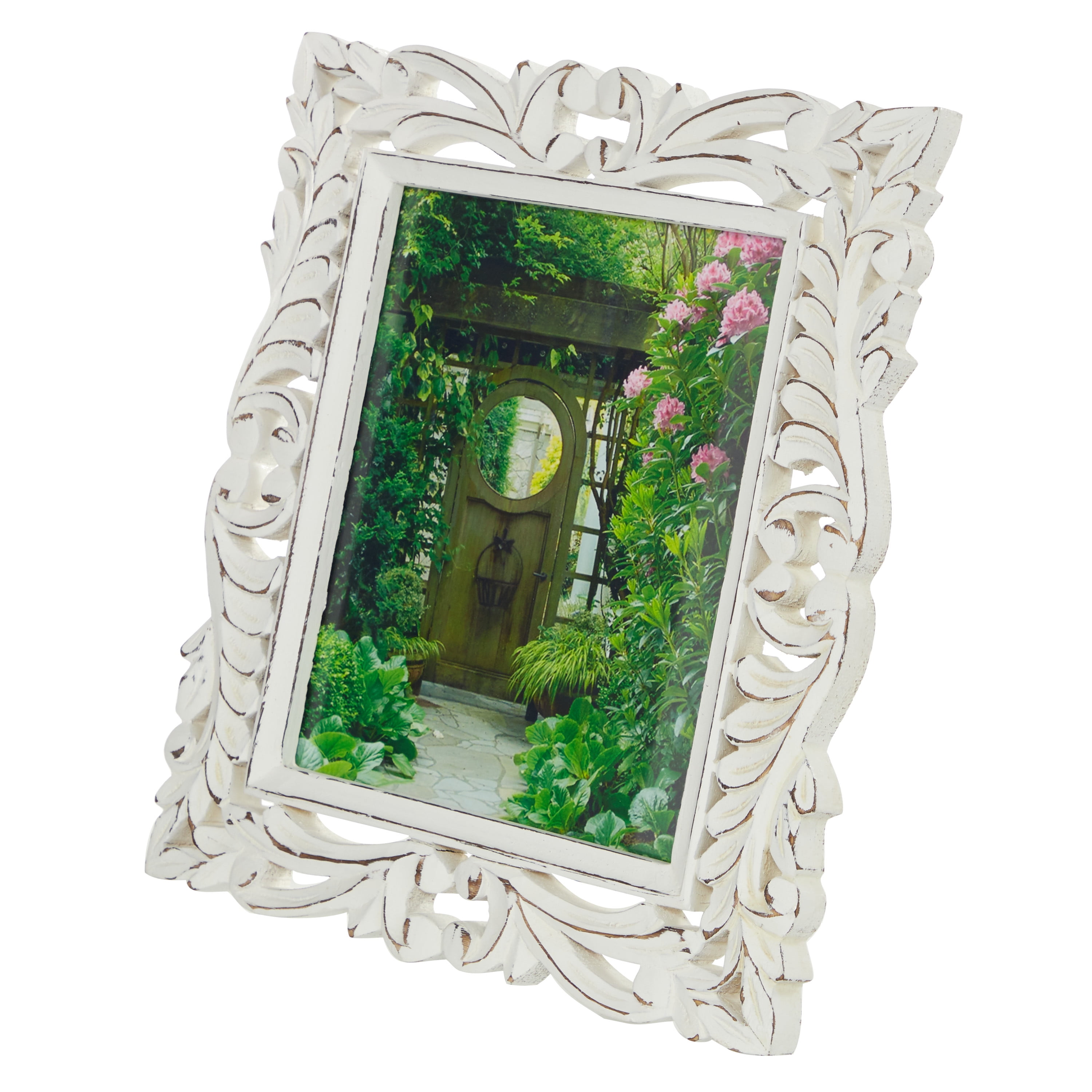 DecMode 8 X 10 Handmade Intricate Carved White Scroll Photo Frame decmode-8-x-10-handmade-intricate-carved-white-scroll-photo-frame