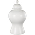 thumbnail image 1 of DecMode 8" x 15" White Ceramic Rounded Hourglass Decorative Jars with Lid and Ball Knob, 1-Piece, 1 of 9