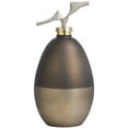thumbnail image 1 of DecMode 8" x 17" Bronze Glass Abstract Colorblock Decorative Jars with Gold Accents and Silver Wave Designed Top, 1-Piece, 1 of 8