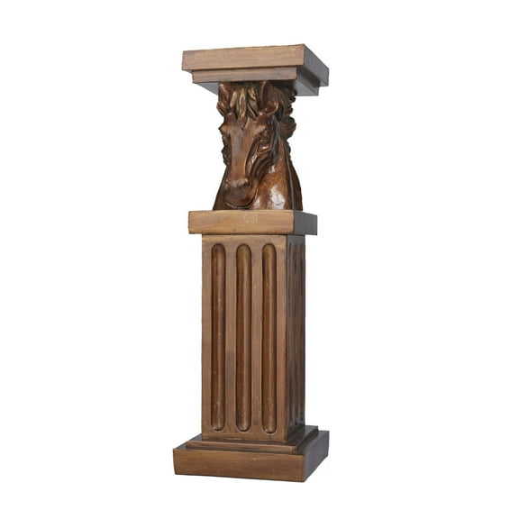 DecMode 8" x 25" Brown Polystone Horse Pedestal Table, 1-Piece