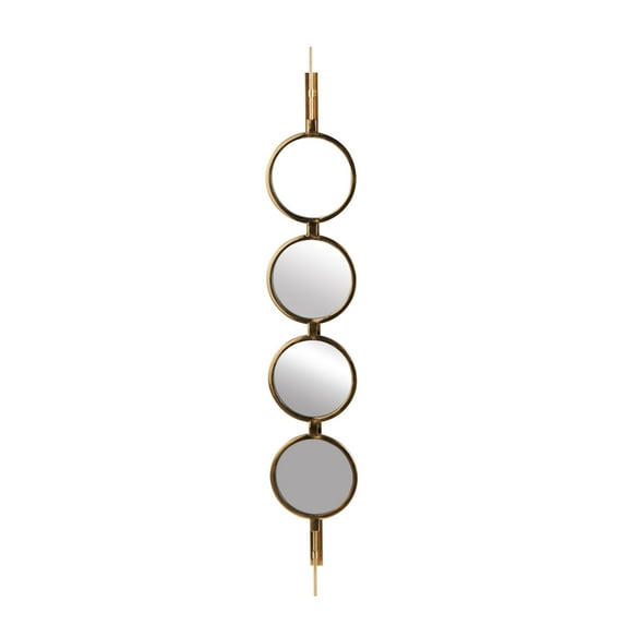 DecMode 8" x 49" Gold Slim Stacked 4 Layer Chain Wall Mirror with Round Pattern