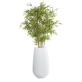 thumbnail image 1 of DecMode 80" Artificial Bamboo Tree in Realistic Leaves and White Fiberglass Pot, 1 of 13