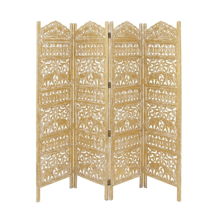 Gray Wash 4 Panel With Scroll Work Room Divider Screen Gray Wash 4 Panel With Scroll Work Room Divider Screen
