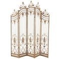 thumbnail image 1 of DecMode 80" x 80" Bronze Metal Scroll Hinged Foldable Arched Partition 5 Panel Room Divider Screen, 1-Piece, 1 of 14