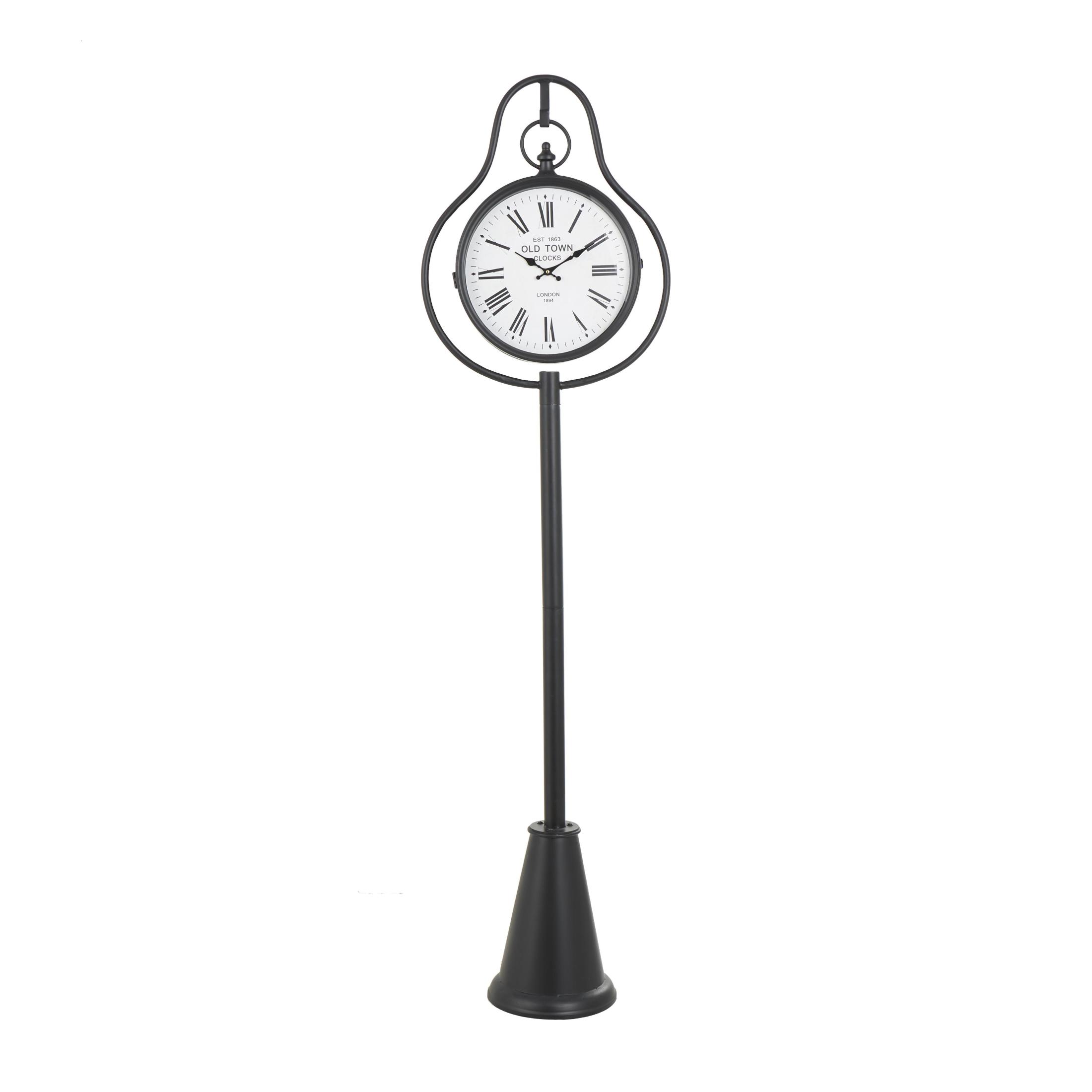 DecMode 81" Black Metal Double Sided Clock with Cone Shaped Base
