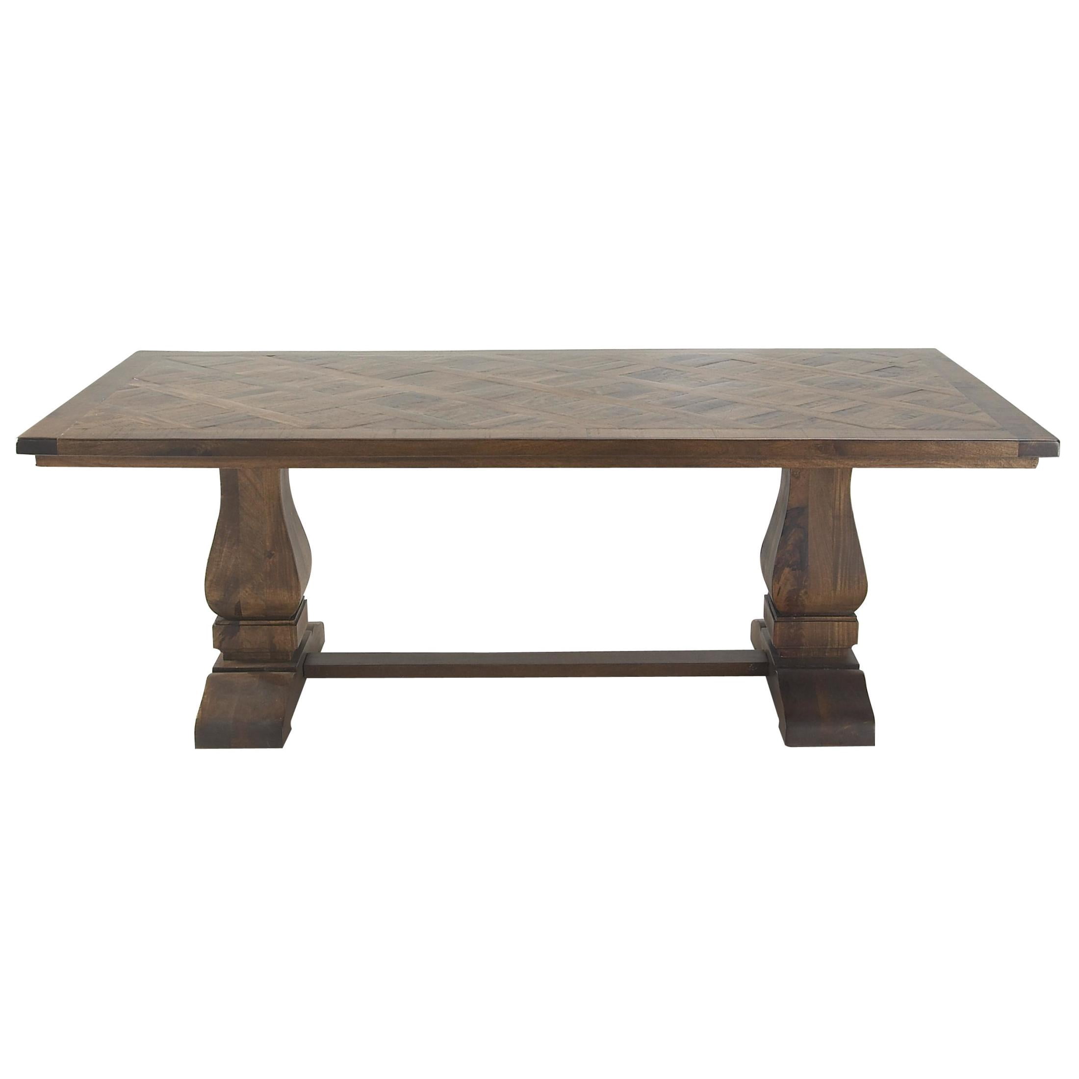 DecMode 84" x 30" Brown Mango Wood Dining Table with Parquet Inlay, 1-Piece
