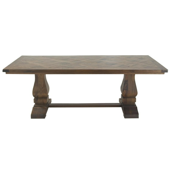 DecMode 84" x 30" Brown Mango Wood Dining Table with Parquet Inlay, 1-Piece