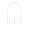 thumbnail image 1 of DecMode 86" Indoor Outdoor Arched Gate White Metal Garden Arbor with Lattice Work Sides, 1 of 11