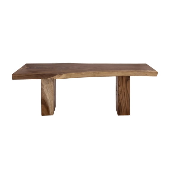 DecMode 86" x 30" Light Brown Wood Handmade Live Edge Dining Table, 1-Piece