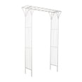thumbnail image 1 of DecMode 87" Indoor Outdoor White Metal Garden Arbor with Lattice Work Sides, 1 of 9