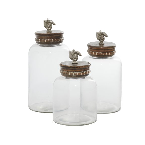 DecMode 9", 10", 12"H Glass Decorative Jar, Clear, 3 - Pieces