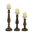 thumbnail image 1 of DecMode 9", 12", 15"H Traditional Candlestick, Dark Brown, 3 - Pieces, 1 of 7