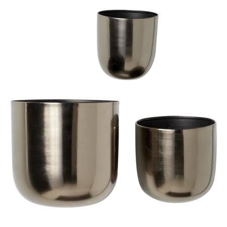 DecMode 9", 7", 6"H Round Black Metal Floating Wall Planter (3 Count)
