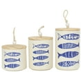 thumbnail image 1 of DecMode 9", 7", 7"H Blue Ceramic Fish Canisters with Brown Wood Lids and Beaded Accents, 3-Pieces, 1 of 16