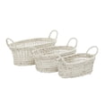 thumbnail image 1 of DecMode 9", 8", 7"H White Cotton Handmade Storage Basket with Handles, 3-Pieces, 1 of 8