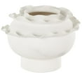 thumbnail image 1 of DecMode 9" Abstract Wide Rounded Floral Inspired White Ceramic Vase with Layered Petals, 1 of 13