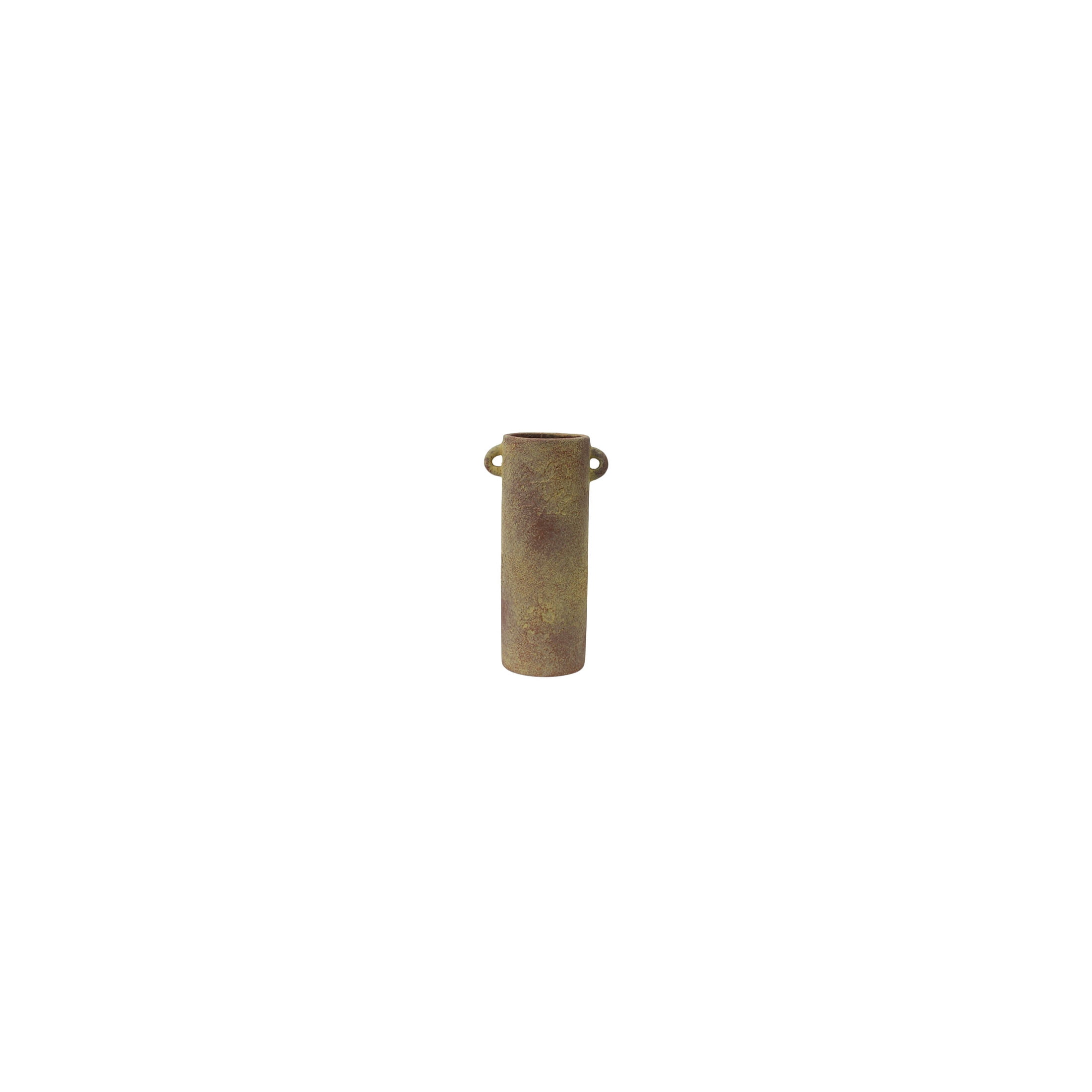 DecMode 9" Antique Style Textured Brown Ceramic Vase with Handles