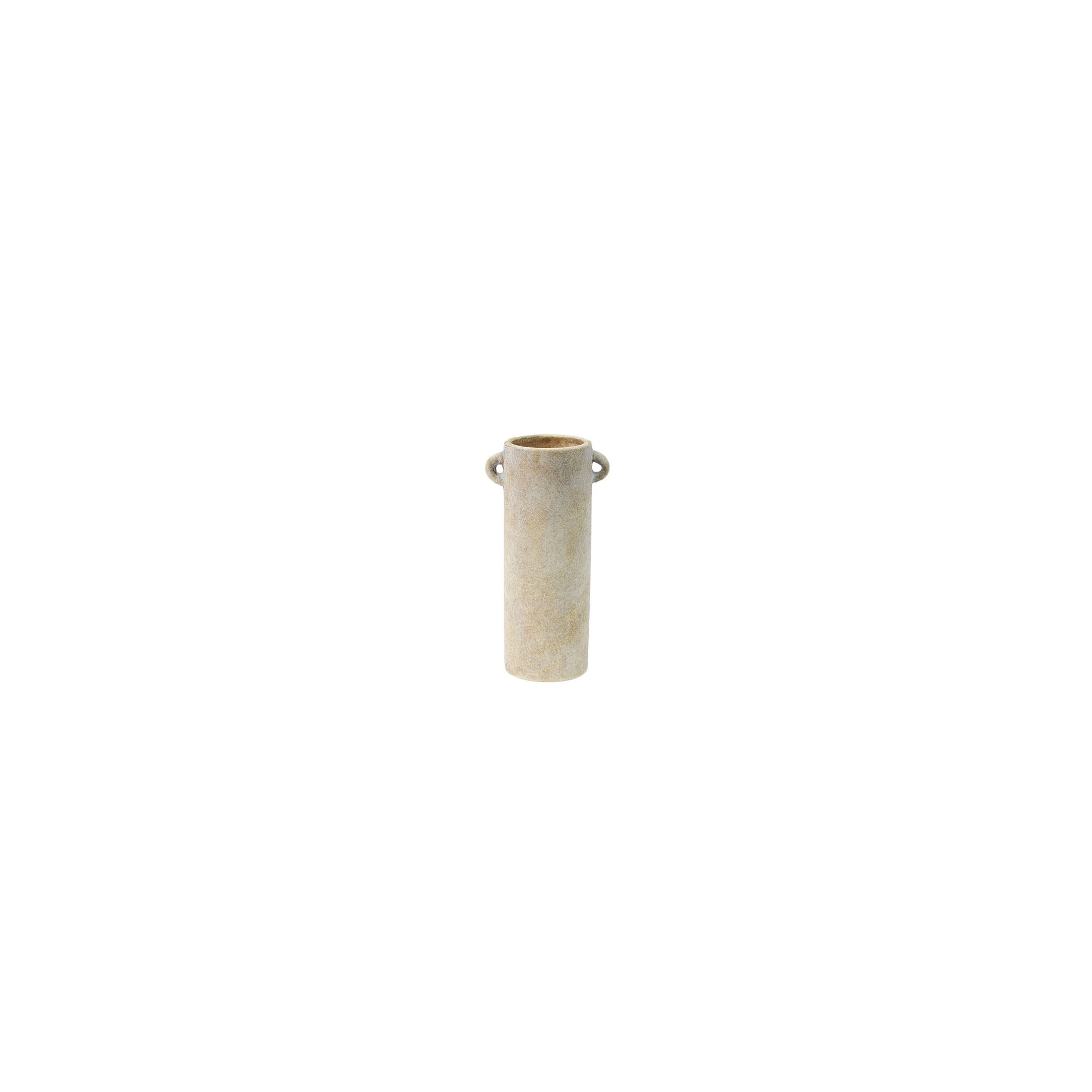 DecMode 9" Antique Style Washed Cream Ceramic Vase with Handles