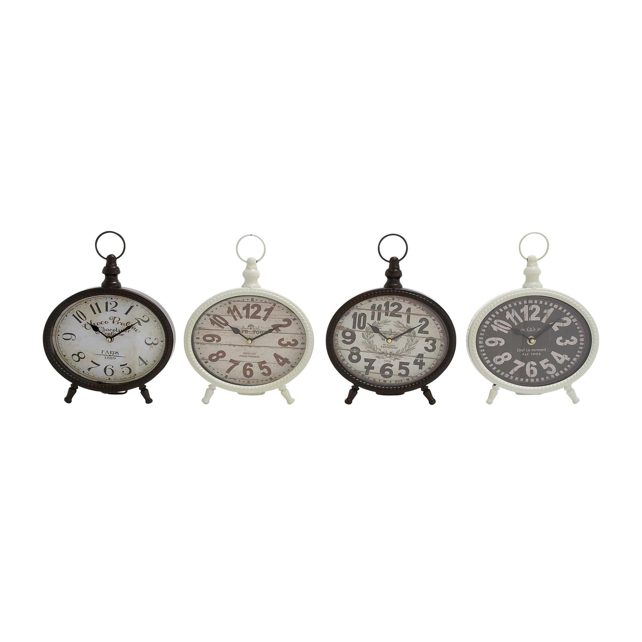 DecMode 9" Black Metal Ring Top Clock, Set of 4