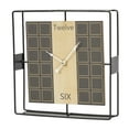 thumbnail image 1 of DecMode 9" Black Wooden Geometric Open Frame Square Clock with Grid Pattern, 1 of 11