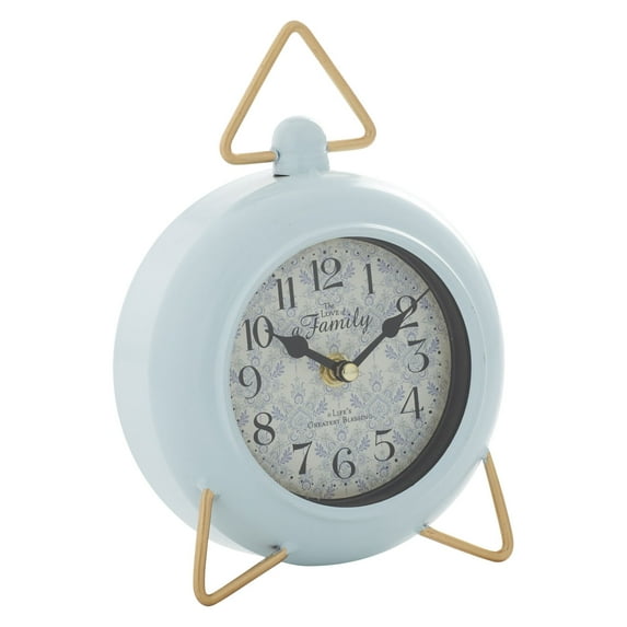 DecMode 9" Blue Metal Clock with Gold Accents