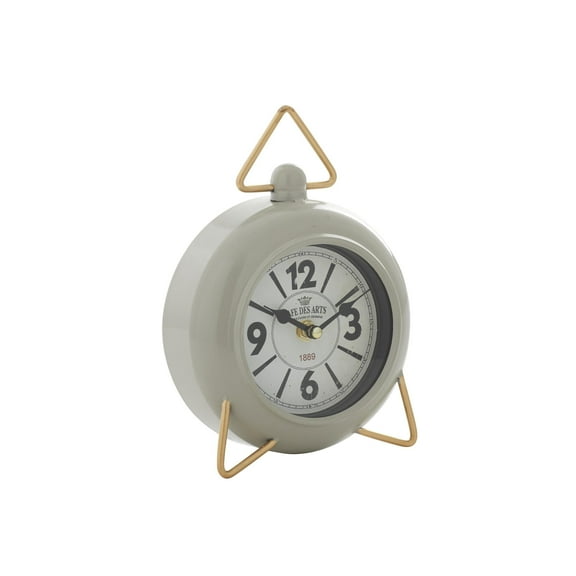 DecMode 9" Gray Metal Clock with Gold Accents