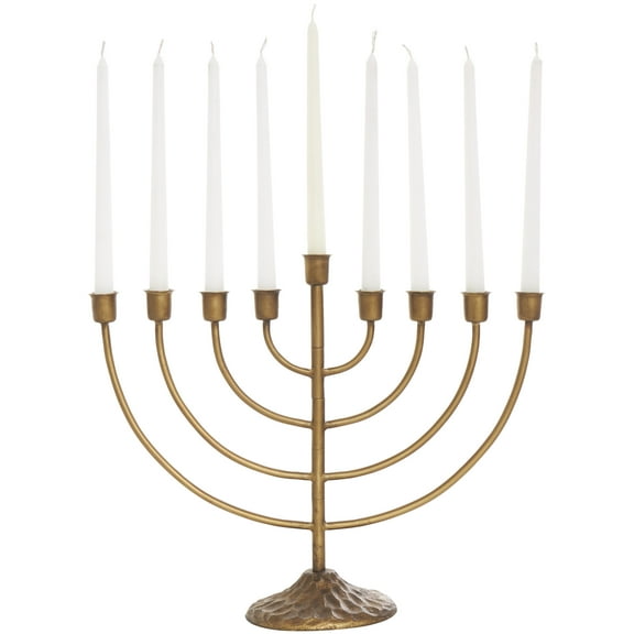 DecMode 9 Holder Bronze Metal Layered Arch Candelabra with Textured Base