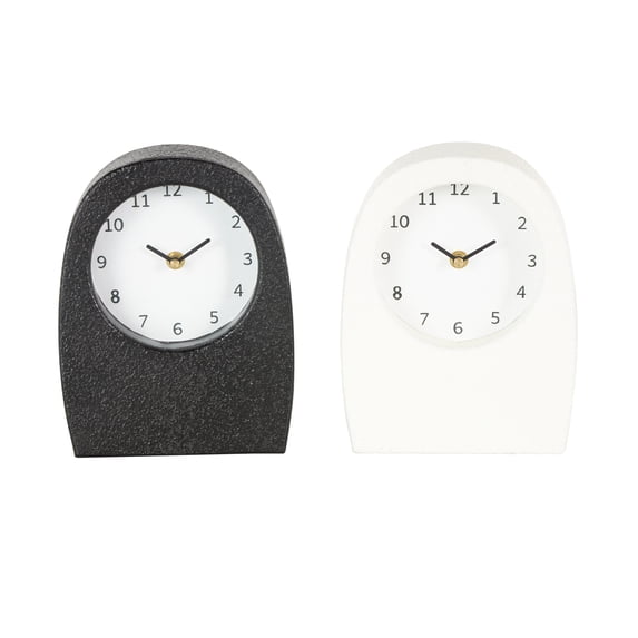 DecMode 9" Multi Colored Wood Textured Clock with Gold Accents, Set of 2