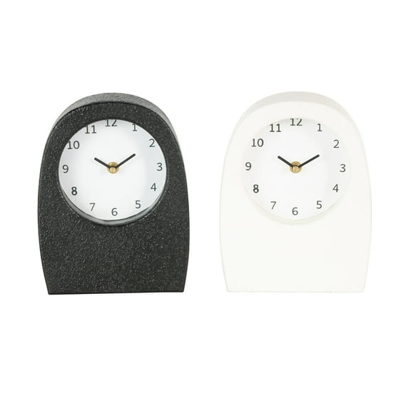 DecMode 9" Multi Colored Wood Textured Clock with Gold Accents, Set of 2