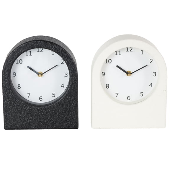 DecMode 9" Multi Colored Wood Textured Clock with Gold Accents, Set of 2