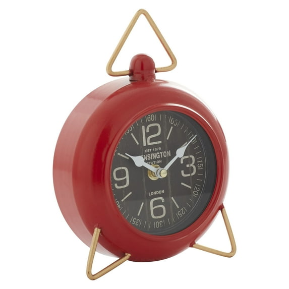DecMode 9" Red Metal Clock with Gold Accents