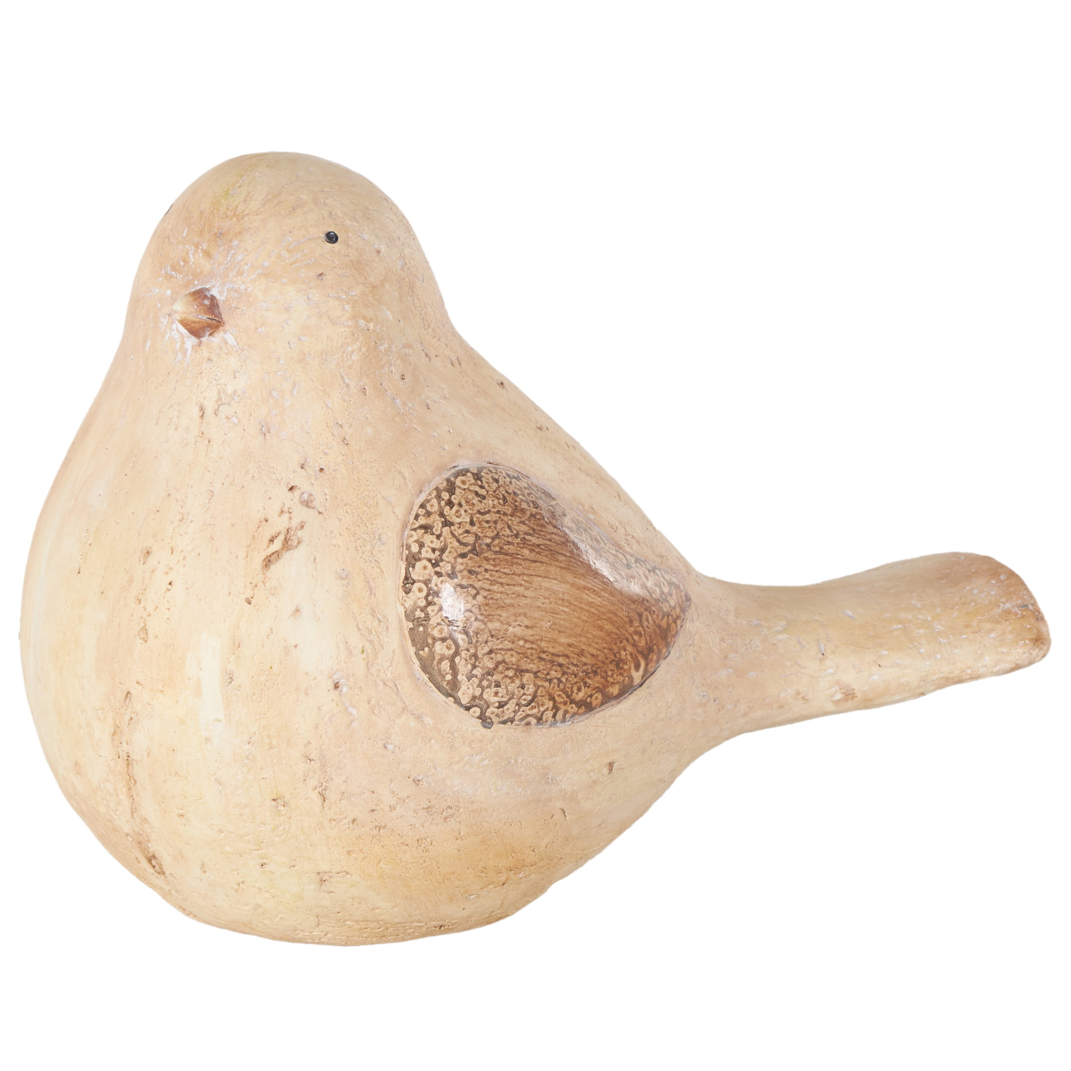 DecMode 9" Sitting Bird Garden Sculpture with Brown Accents