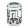 thumbnail image 1 of DecMode 9" Teal Ceramic Vase with Greek Knot Pattern, 1 of 7