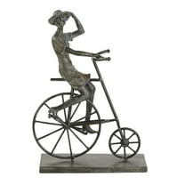 DecMode 9"W, 13"H Polystone Traditional Bicycle Sculpture, Bronze