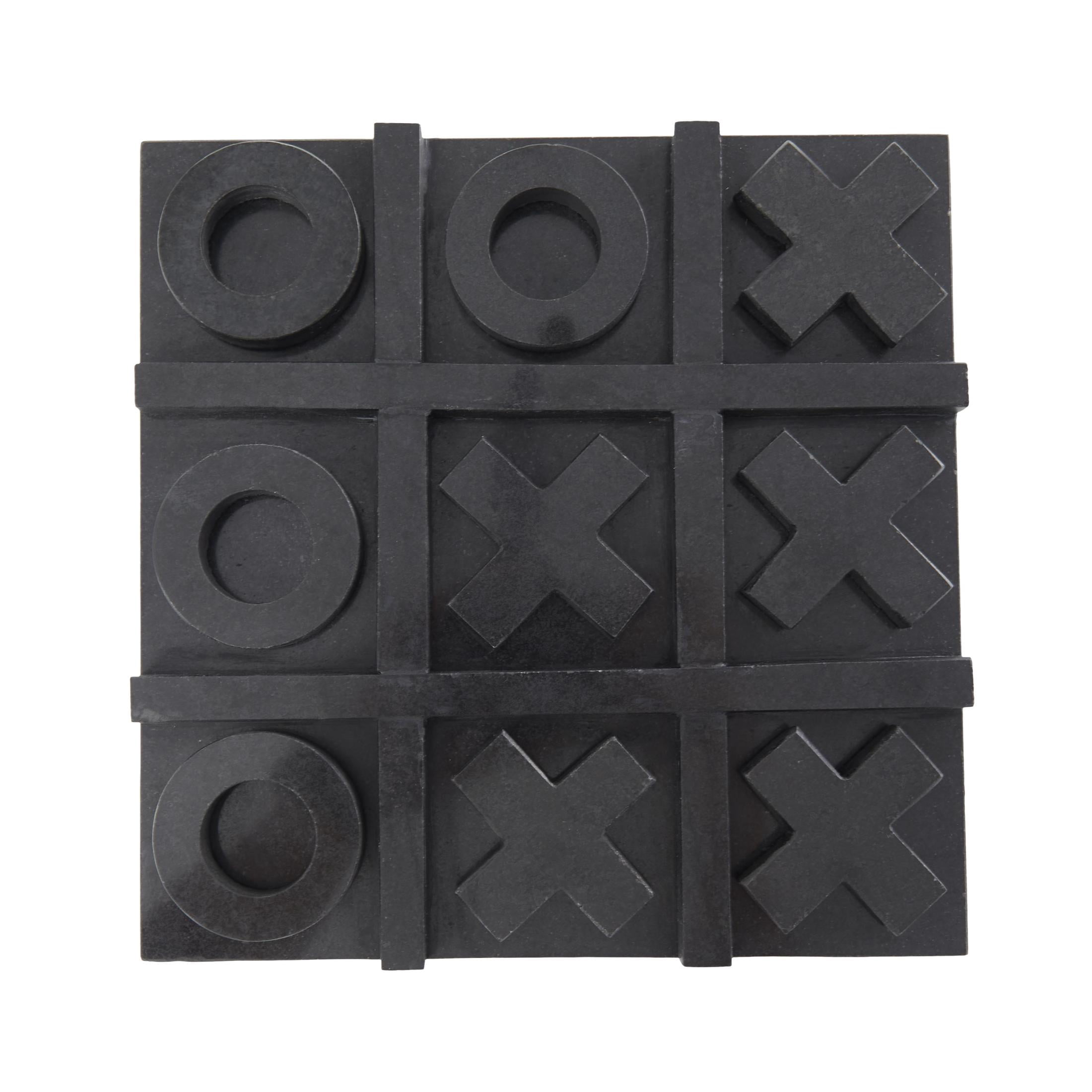 DecMode 9" x 1" Black Marble Tic Tac Toe Game Set, 1-Piece