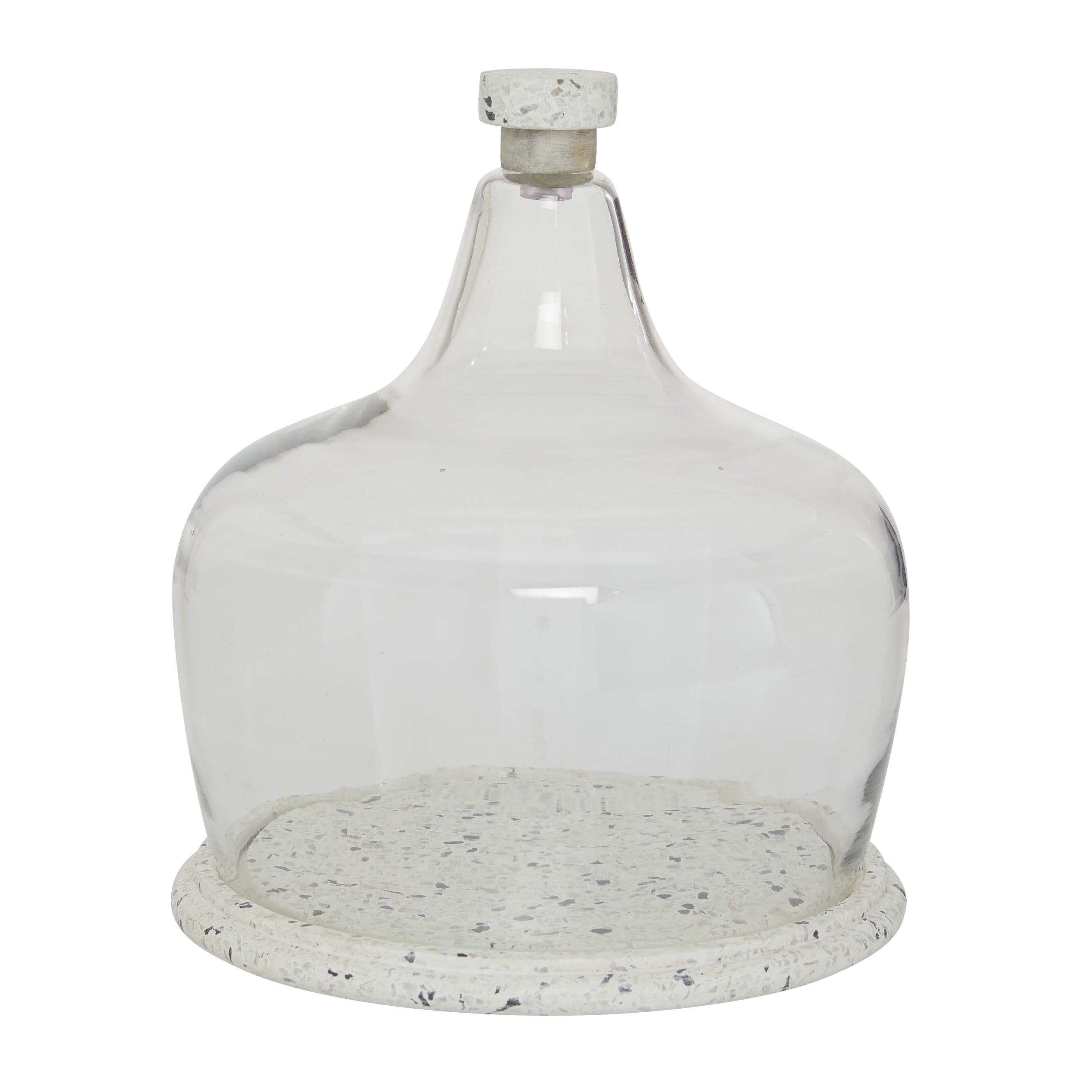 White Terrazzo Ceramic Cake Stand with Glass Dome Lid