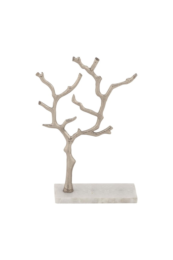 9" x 13" Silver Marble Tree Jewelry Stand with Rectangular Base, 1-Piece
