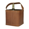 thumbnail image 1 of DecMode 9" x 17" Brown Leather Handmade 4 Bottles Wine Holder with Carrying Handle, 1-Piece, 1 of 7
