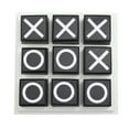 thumbnail image 1 of DecMode 9" x 3" Black Wooden Tic Tac Toe Game Set, 1-Piece, 1 of 8