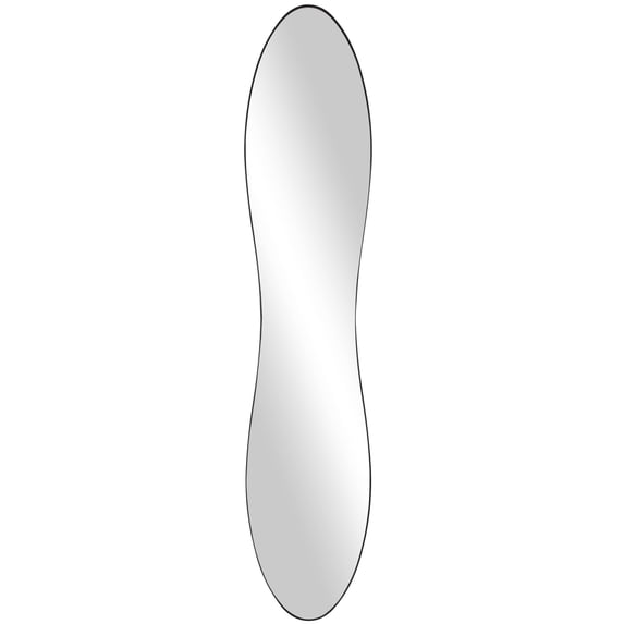 DecMode 9" x 45" Black Wavy Wall Mirror