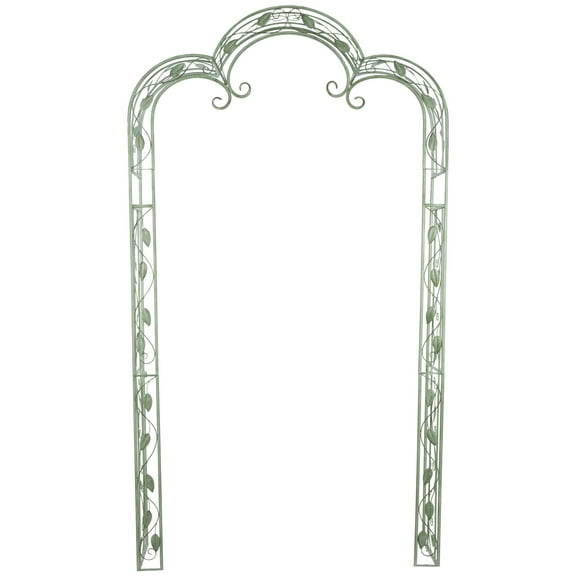 DecMode 91" Indoor Outdoor Arched Vine Green Metal Leaf Garden Arbor