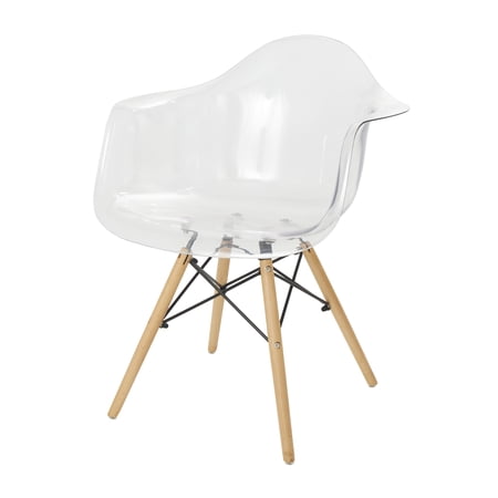 DecMode Acrylic Mid Century Modern Eiffel Style Lounge Chair with Wood Legs, Clear