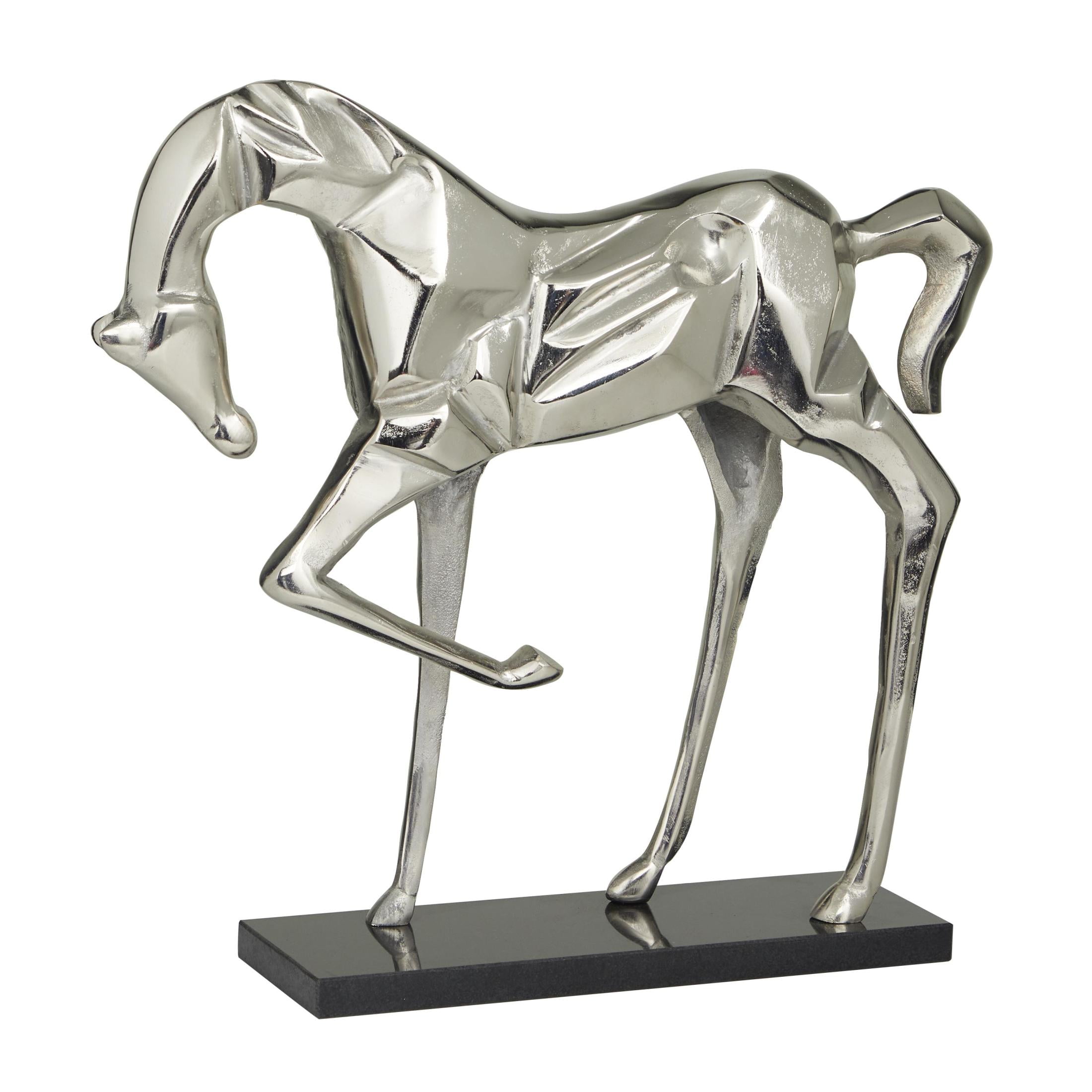 DecMode Aluminum Contemporary Prancing Horse Sculpture 19