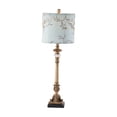 thumbnail image 1 of DecMode Antique Style Floral Gold Buffet Lamp with Blue Fabric Shade (2 Count), 1 of 10
