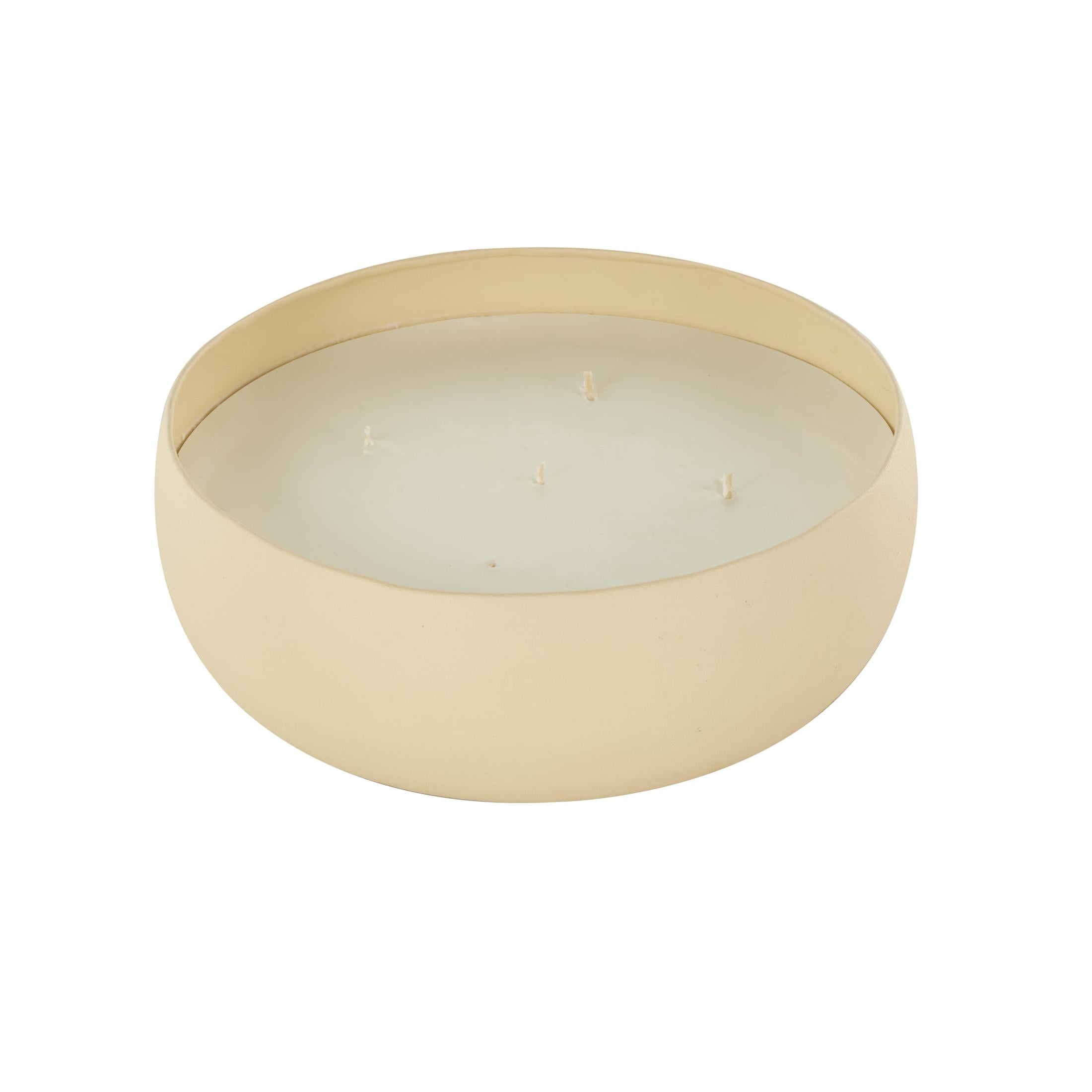DecMode Beige Metal Eucalyptus Spa Scented Textured 63oz 5 Wick Candle with White Wax