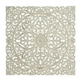 thumbnail image 1 of DecMode Beige Wooden Handmade Intricately Carved Floral Wall Decor with Mandala Design (3 Count), 1 of 14